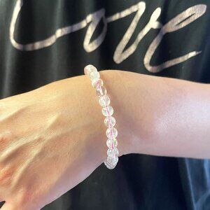 Elastic Clear Crystal Beaded Bracelet - 29 Pink Beads